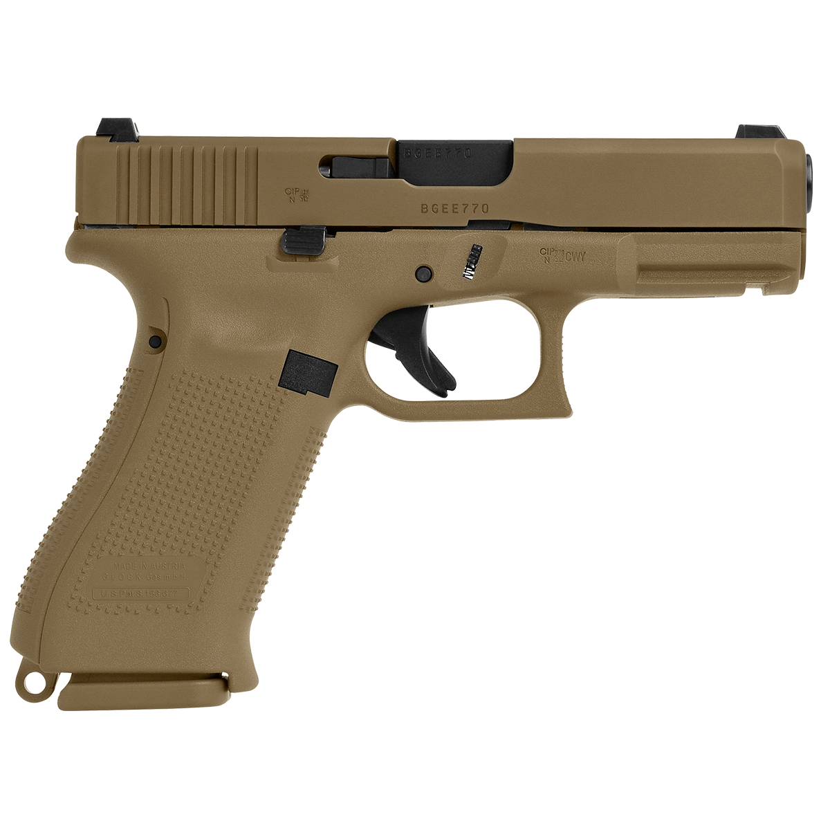 Glock 19X Gen 5 Coyote Brown 9mm 17+2 G19 Pistol with Night Sights