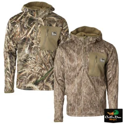 BANDED GEAR HOODED 1/4 QUARTER ZIP CAMO MID LAYER FLEECE PULLOVER