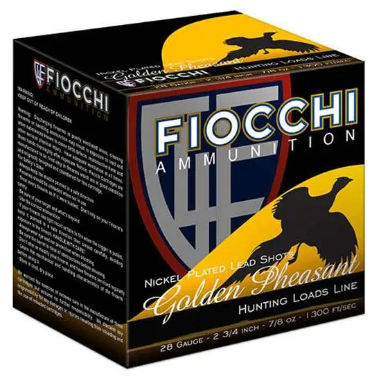 Fiocchi 283GP75 Golden Pheasant28 Gauge 3" 11/16 oz 7.5 Shot 25 Bx/10 Cs