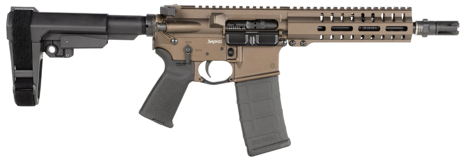 CMMG 30A81E2MB Banshee 300 MK4 .300 AAC BLACKOUT 30+1 Pistol Midnight Bronze Cerakote, Magpul MOE Grip, 6-Position RipBrace
