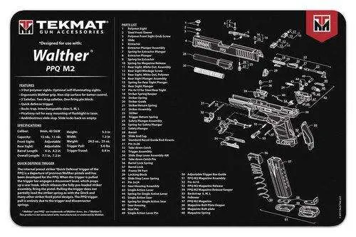 TekMat TEKR17WALPPQM2 Original Cleaning MatWalther PPQ Mod2 Parts Diagram 11" x 17"