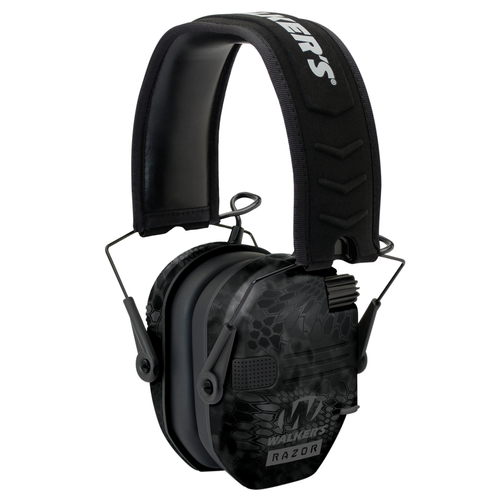 Walker Razor Slim Electronic Polymer 23 dB Over the Head Typhoon Camo Ear Cups w/Black Band
