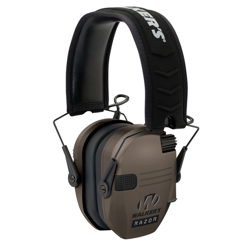Walkers Razor Slim Electronic Polymer 23 dB Over the Head Flat Dark Earth Ear Cups w/Black Band