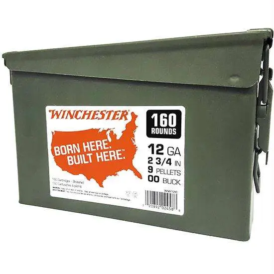 Winchester Ammo WW12C Winchester Buckshot12 Gauge 2.75" 9 Pellets 00 Buck Shot 160 Can/ 2 Case