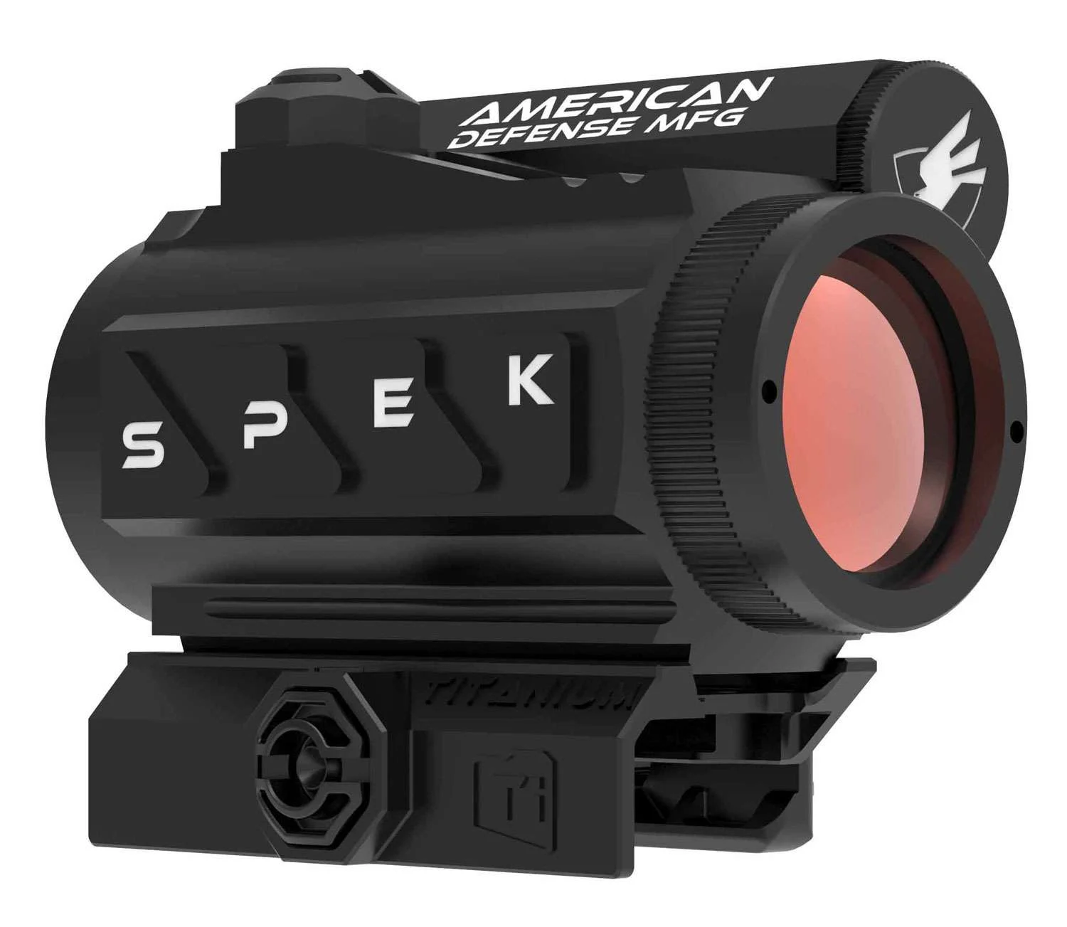 AMERICAN DEFENSE MFG RDT1LO Spek T1 with Low Mount 1x 20mm 2 MOA Red Dot Black Titanium Lever