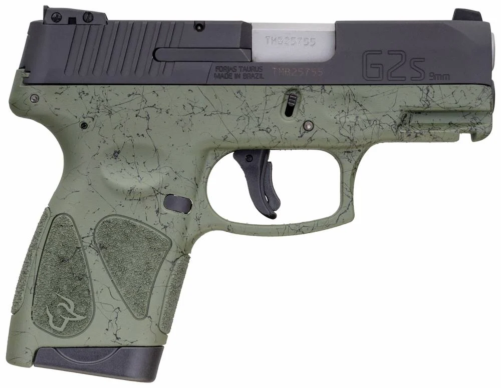 Taurus 1G2S931SP2 G2S9mm Luger 3.26" 7+1 Green Splatter Black Steel Slide Green Splatter Polymer Grip