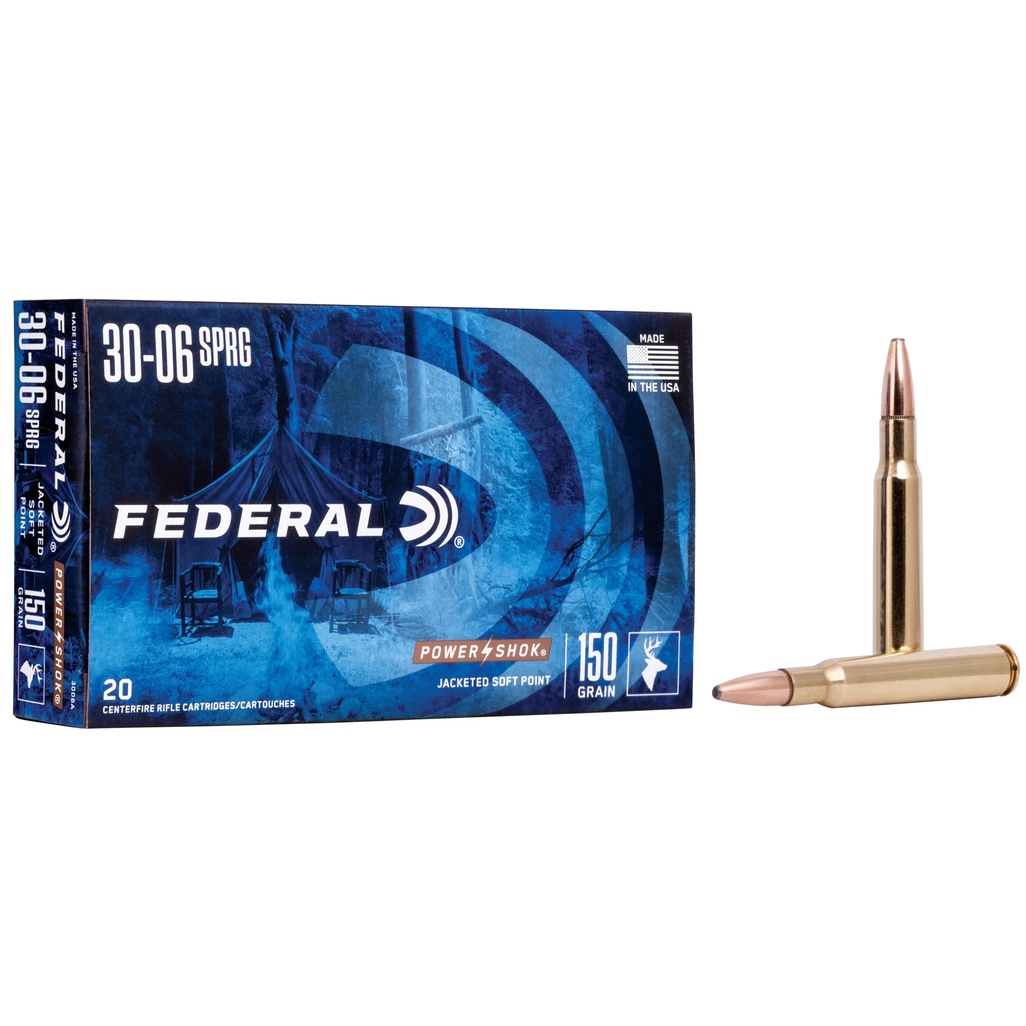 Federal Power-Shok 30-06, Soft Point, 150GR - 20RD