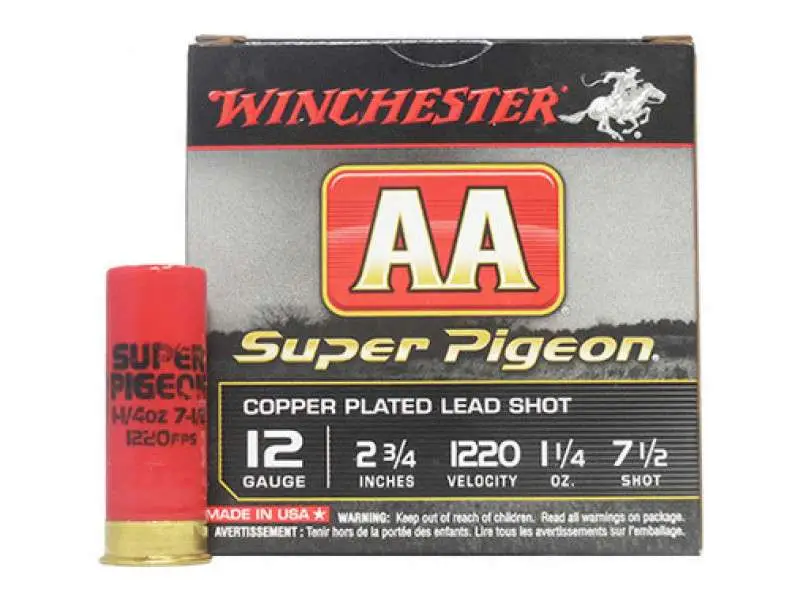 Winchester Ammo AA12SP7 AA Super Pigeon 12 Gauge 2.75" 1 1/4 oz 7.5 Shot 25 Bx/ 10 Cs