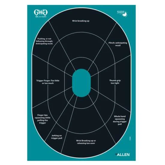 Girls With Guns 15283 SplashSelf-Adhesive Paper 12" x 17.25" Oval Black Target w/Turquoise Background 5 Per Pack