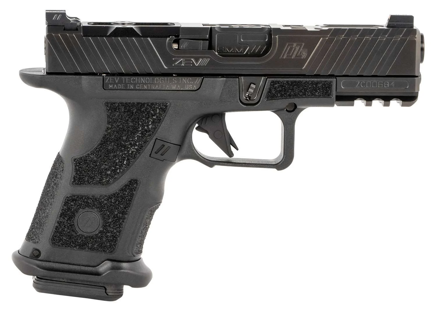 ZEV OZ9CCPTBBNS OZ9 Compact 9mm Luger 19+1 Black Polymer Grip Night Sights