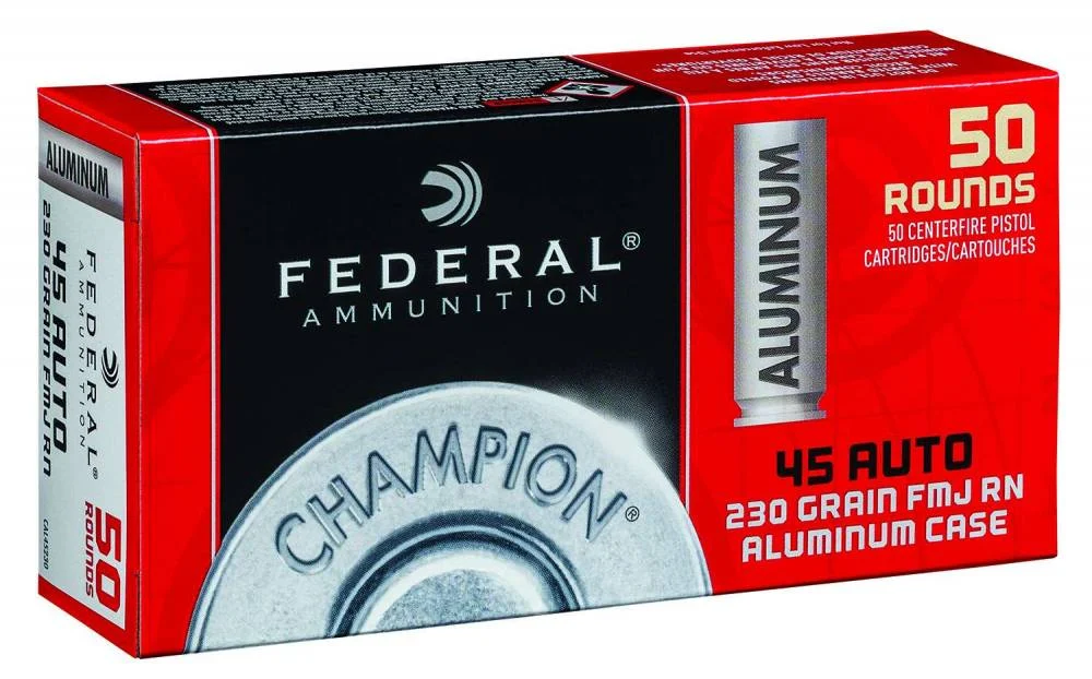 Federal CAL45230 Champion Training 45 ACP 230 gr Full Metal Jacket (FMJ) 50 Bx/ 20 Cs