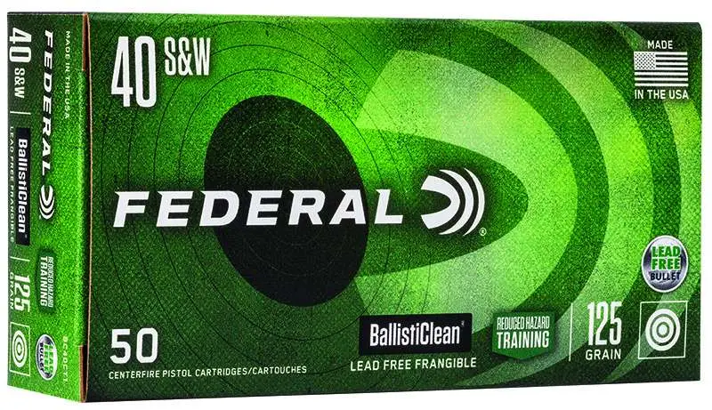 Federal BC40CT1 BallistiClean Reduced Hazard Training 40 S&W 125 gr Lead Free Frangible 50 Bx/ 20 Cs