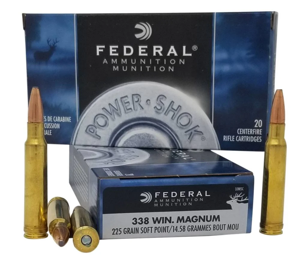 Federal 338ESC Power-Shok 338 Win Mag 225 gr Soft Point (SP) 20 Bx/ 10 Cs
