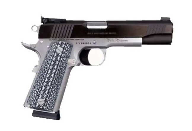 Colt O1072CS 1911 9mm 9+1 SAO Custom Competition, Stainless Steel, Blue G10 Checkered Grip, Precision Shooting