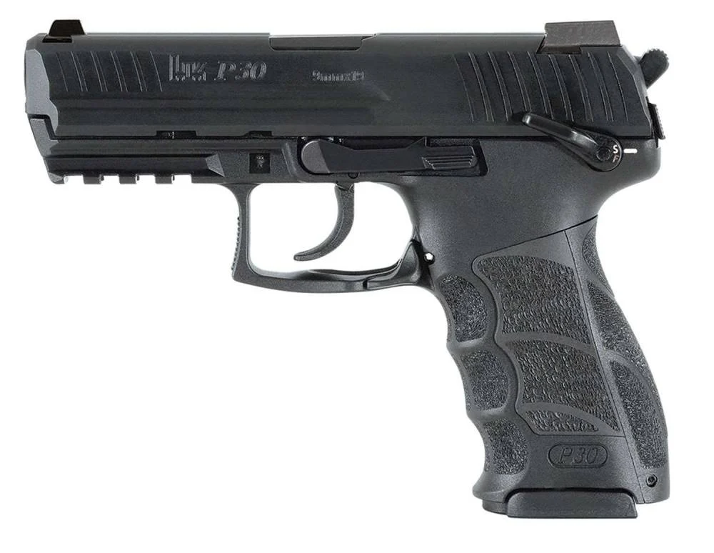 HK 91000012 P30 V3 9mm SA/DA 10+1 Pistol - Black Steel Slide, Interchangeable Backstrap, Ambi Safety