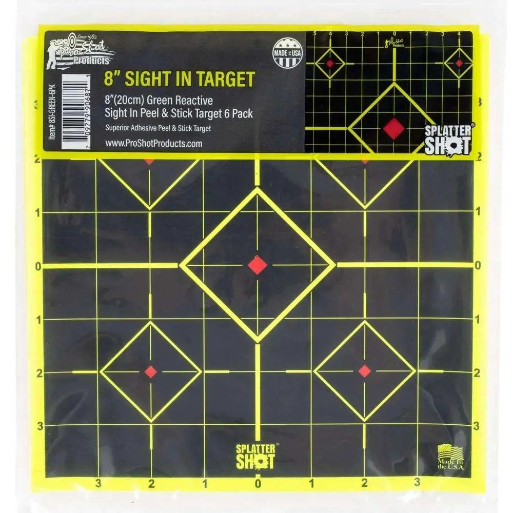 Pro-Shot 8SI-GREEN-6PK Splatter Sight-InDiamond Self-Adhesive Adhesive Paper Target 8" 6 Per Pack