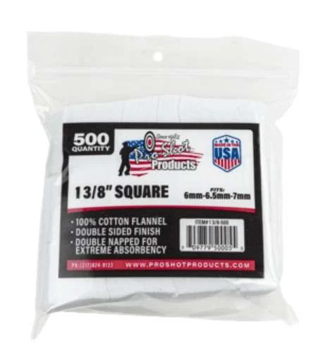Pro-Shot 13/8-500 Cleaning PatchesCotton 1.38" 500 Per Pack