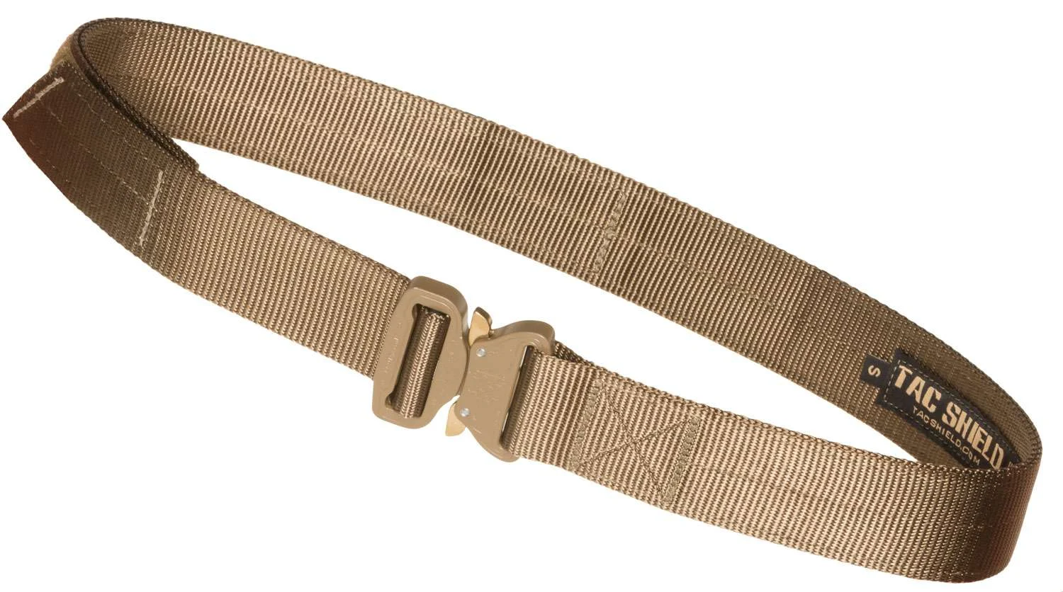 TACSHIELD (MILITARY PROD) T30SMCY Tactical Gun Belt with Cobra Buckle 30"-34" Webbing Coyote Small 1.50" Wide