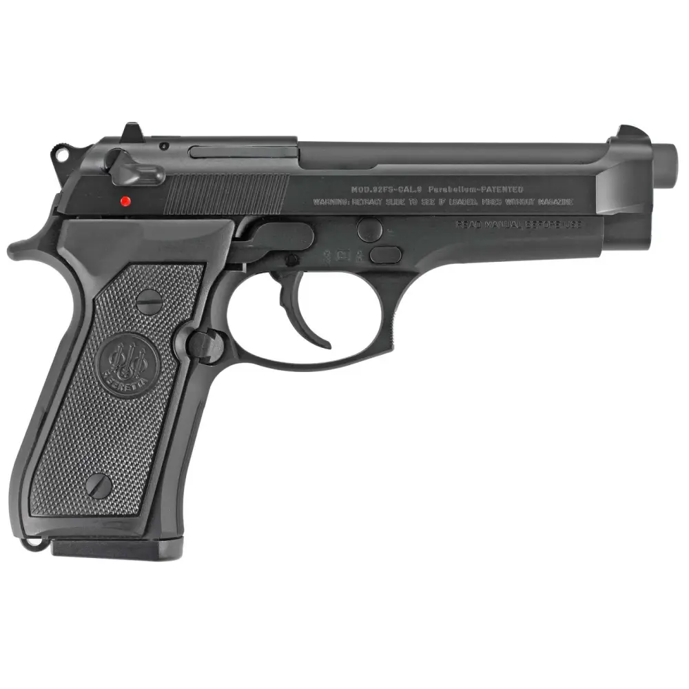 Beretta 125581 92FS 9mm 10+1 Pistol: Black Bruniton Steel Slide, Polymer Grip, CA Compliant, SA/DA