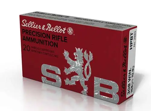 Sellier & Bellot SB308G Rifle308 Win 168 gr Boat Tail Hollow Point (BTHP) 20 Bx/ 25 Cs