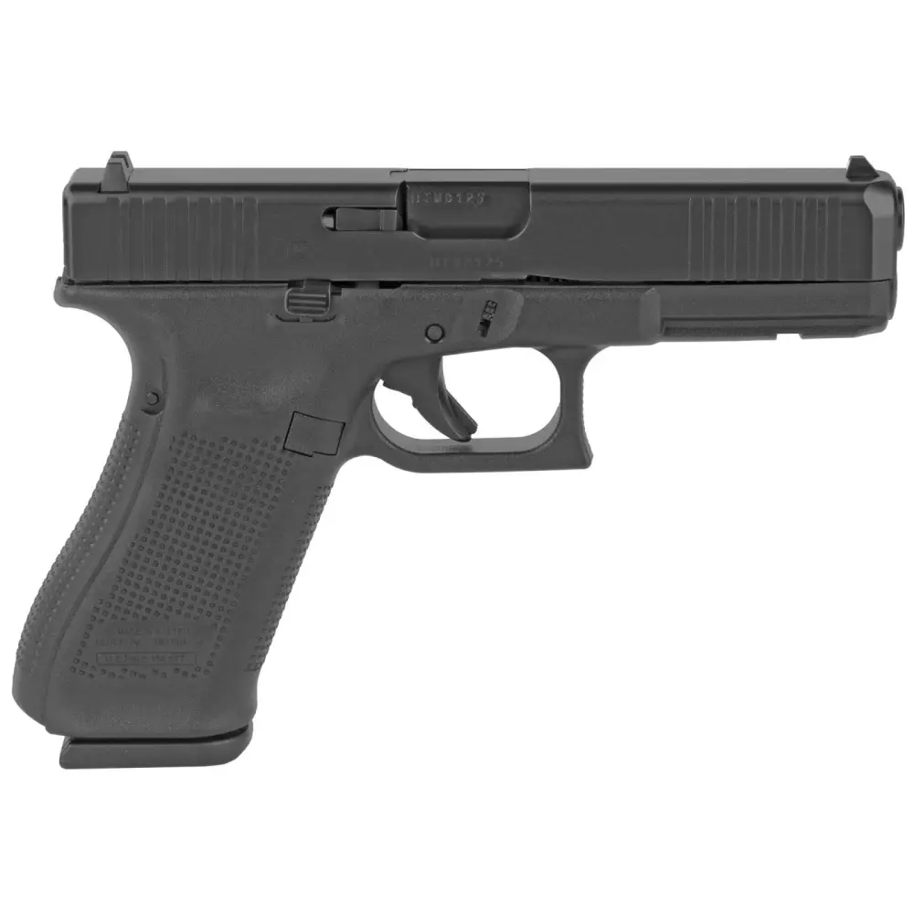 Glock G17517AUT G17 Gen5 9mm Luger 4.49" 17+1 Black Black nDLC Steel w/Front Serrations Slide Black Rough Texture Interchangeable Backstraps Grip