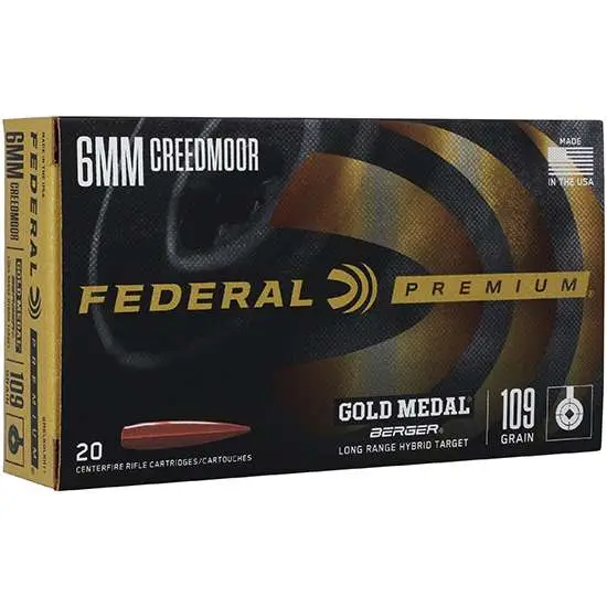 Federal GM6CRDLRHT1 Gold Medal6mm Creedmoor 109 gr Long Range Hybrid Target 20 Bx/ 10 Cs