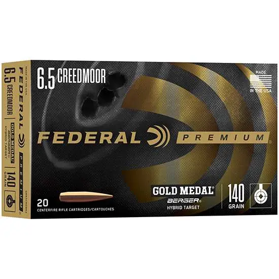 Federal GM65CRDBH2 Premium Gold Medal 6.5 Creedmoor 140 gr Berger Hybrid Target 20 Round Box