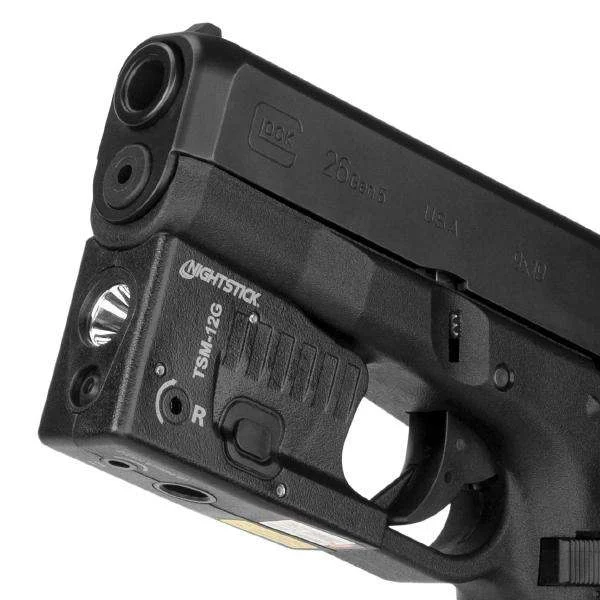 Nightstick TSM12G Handgun Weapon Light White LED 150 Lumens, Green Laser Black Polymer Rechargeable Li-ion Battery for Glock 26,27,33,39