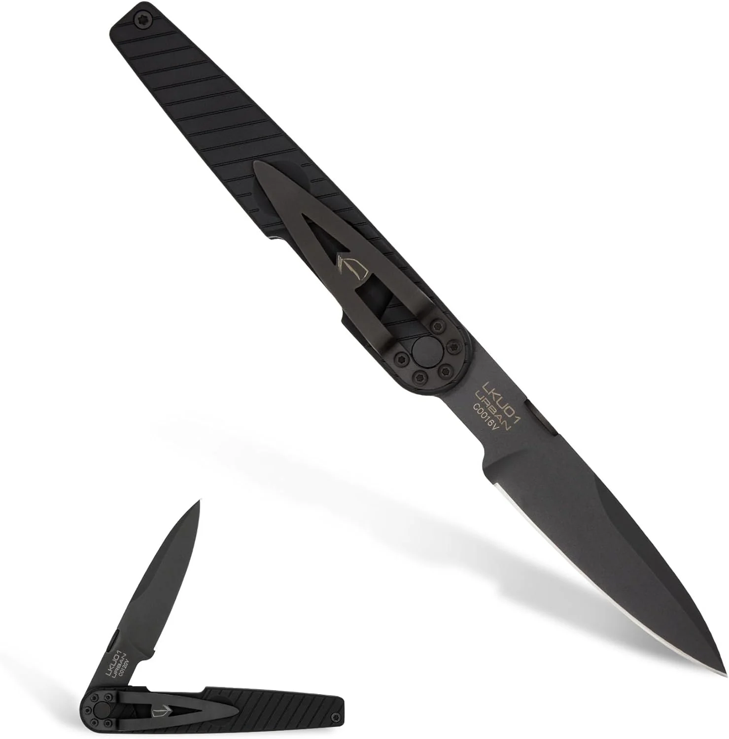 Extrema Ratio - LKU01 (Urban Dark), Black Burnished Finish, Smooth Aluminum Handle, Compact Design, Italian Craftsmanship