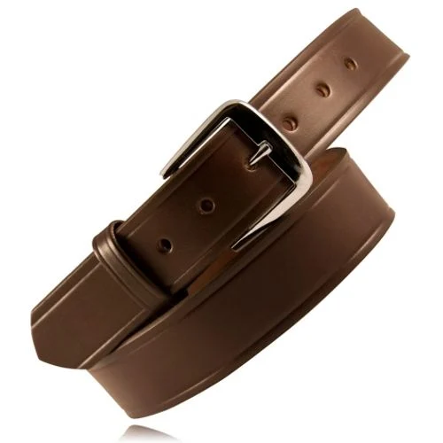 Boston Leather Brown Belt, 1.5" Wide, 10-12oz, 100% Full Grain Leather, 7 hole sizing options with silver buckle