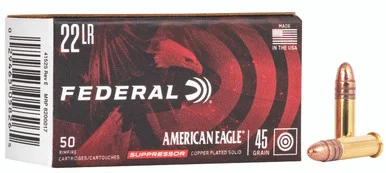 Federal .22 LR American Eagle Suppressor 45 gr CPRN Ammo
