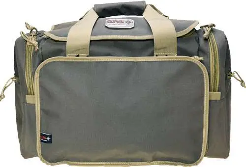 G*Outdoors GPS-2014LRBR Large Range Bag with Lift Ports & (4)Ammo Dump Cups Rifle Green w/Khaki Trim