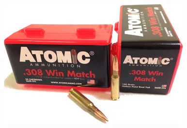 Atomic .308 Win / 7.62x51mm Match 168gr BTHP Ammo