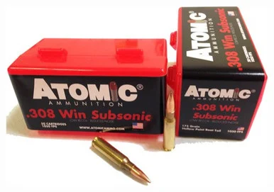 Atomic .308 Win / 7.62x51mm SubSonic 175gr BTHP Ammo