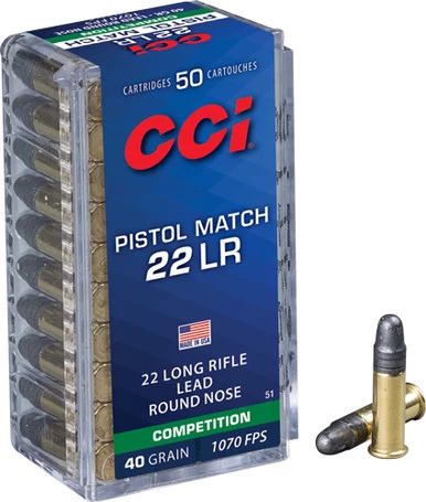 CCI .22 LR Pistol Match 40gr LRN Ammo