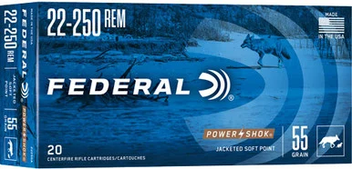 Federal .22-250 Remington PowerShok 55gr JSP Ammo