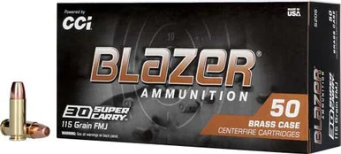 CCI .30 Super Carry Blazer Brass 115gr FMJ FN Ammo