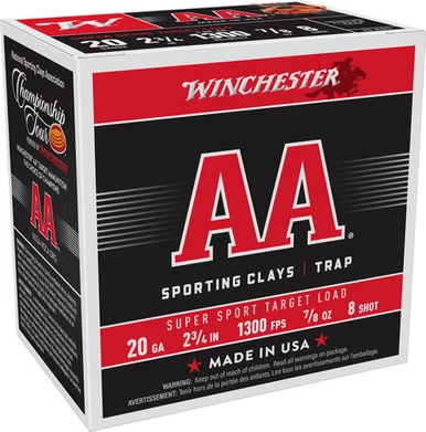 Winchester AASC208 20 Gauge7/8oz #8 1300 FPS.
