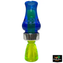 ALLEN BLIVEN CALLS ABC ACRYLIC DOUBLE REED TIMBER DUCK CALL - BLUE / CHARTREUSE