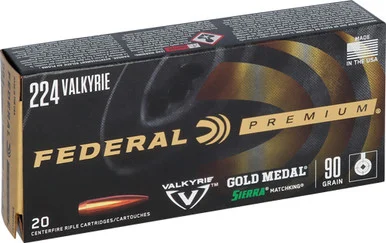 Federal .224 Valkyrie Gold Medal 90gr MatchKing BTHP Ammo