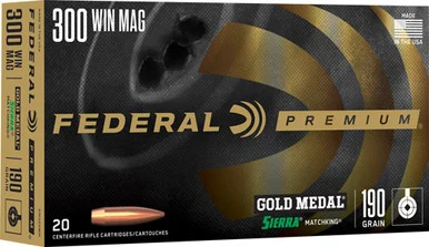 Federal .300 Win Mag Gold Medal 190gr Sierra MatchKing BTHP Ammo