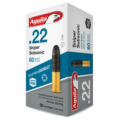 Aguila .22 Long Rifle Sniper Subsonic 60gr Solid Ammo