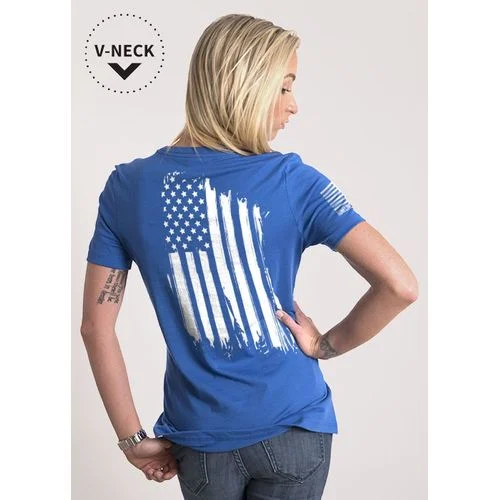 9 Line Women's Relaxed Fit V-Neck T-Shirt - America - Royal