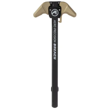 Aero Precision, BREACH, AR-15 Charging Handle, Ambidextrous, Large Lever, Gas Deflection Shelf, Anodized Finish, Black and Tan