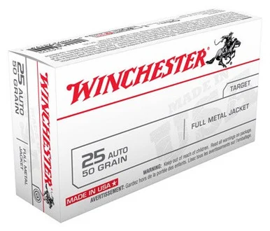 Winchester .25 ACP USA 50gr FMJ Ammo