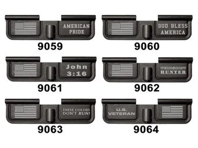 NDZ 308 AR-10 Ejection Port Dust Cover BLK - Lasered (10) US Flag American Pride & More
