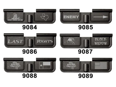 NDZ 308 AR-10 Ejection Port Dust Cover BLK - Lasered (14) Texas Flag & More