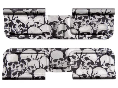 NDZ Black Ejection Port Dust Cover for AR-15 Full Art Skulls