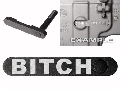 NDZ AR-15 SW 15-22 Black Magazine Catch BITCH