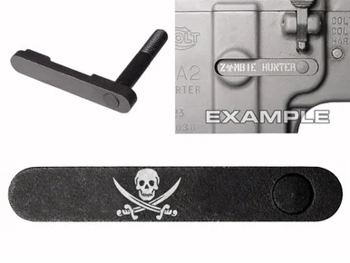 NDZ AR-15 SW 15-22 Black Magazine Catch 420 skull swords corrected